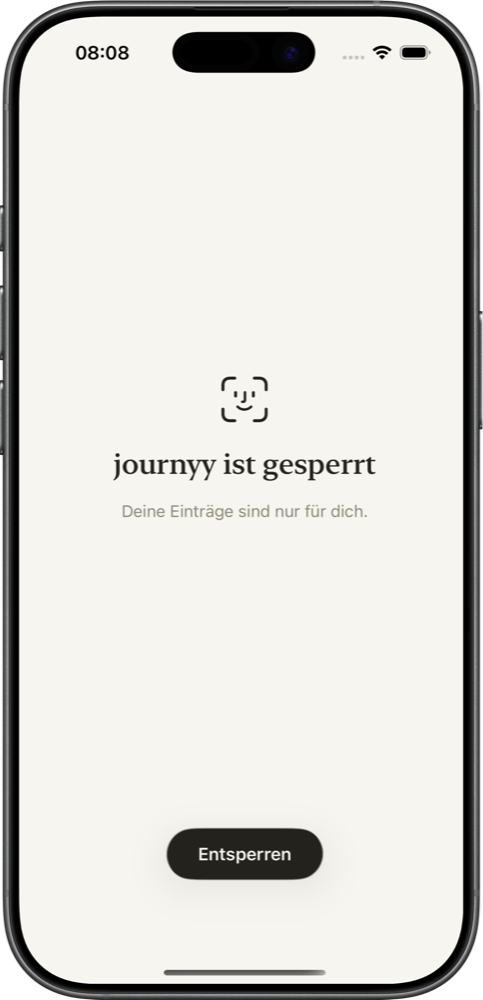 journyy ist mit Face ID gesperrt: „Deine Einträge sind nur für dich.“