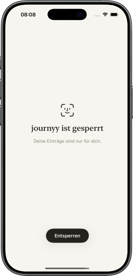 journyy ist mit Face ID gesperrt: „Deine Einträge sind nur für dich.“